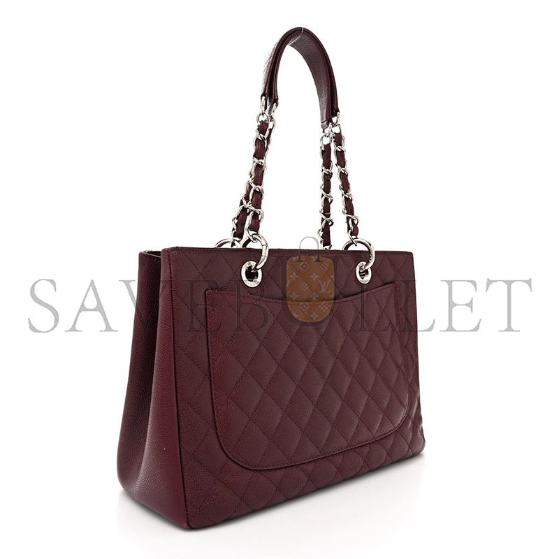 Ch**el caviar quilted grand shopping tote dark burgundy (34*24*13cm)